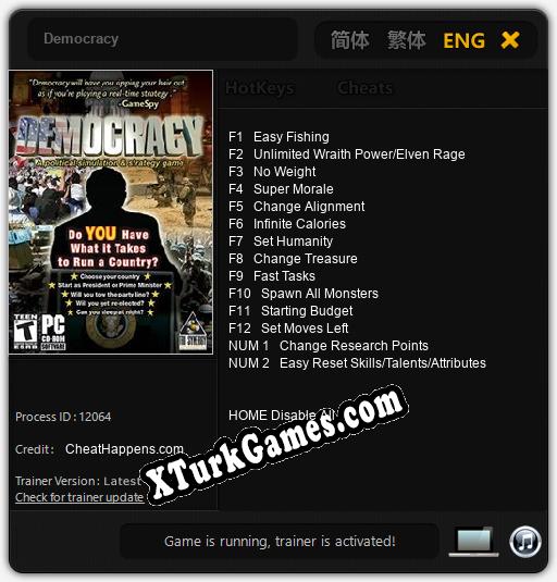 Democracy: Trainer +14 [v1.8]