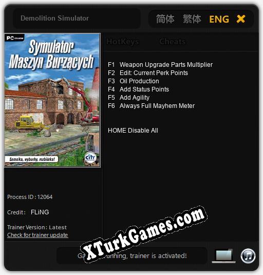 İçin Trainer’ı Çıktı Demolition Simulator [v1.0.2]