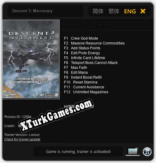 Descent 3: Mercenary: Trainer +12 [v1.3]