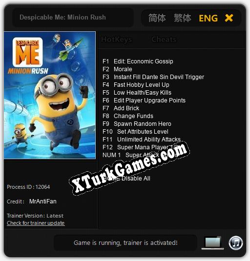 Despicable Me: Minion Rush: Trainer’ı (V1.0.39)