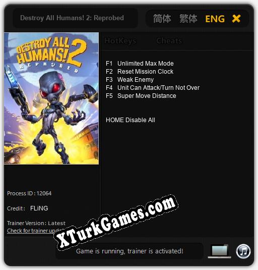 Destroy All Humans! 2: Reprobed: Cheats, Trainer +5 [FLiNG]