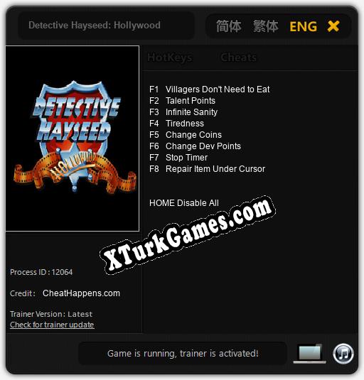 Detective Hayseed: Hollywood: Trainer +8 [v1.8]