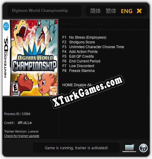 Digimon World Championship: Cheats, Trainer +8 [dR.oLLe]