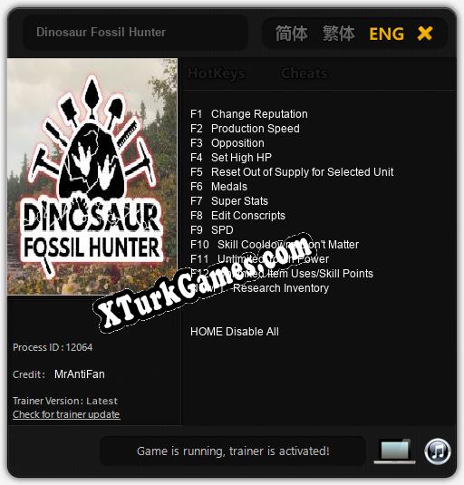 İçin Trainer’ı Çıktı Dinosaur Fossil Hunter [v1.0.1]