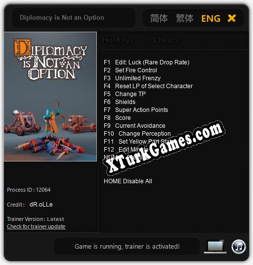 İçin Trainer’ı Çıktı Diplomacy is Not an Option [v1.0.7]