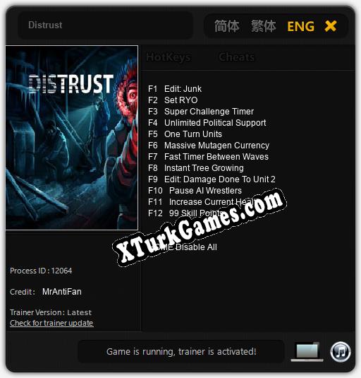 Distrust: Cheats, Trainer +12 [MrAntiFan]