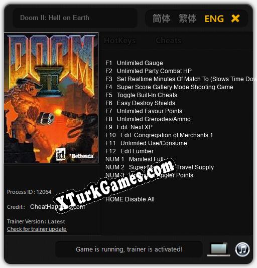 Doom II: Hell on Earth: Trainer +15 [v1.6]