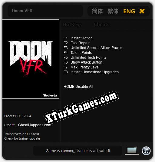 İçin Trainer’ı Çıktı Doom VFR [v1.0.4]