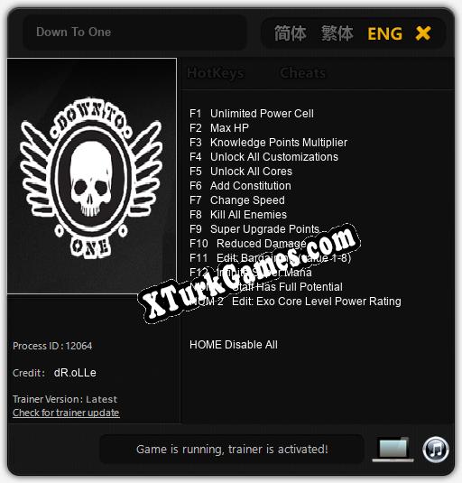 Down To One: Cheats, Trainer +14 [dR.oLLe]
