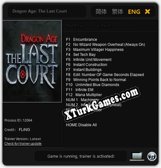 İçin Trainer’ı Çıktı Dragon Age: The Last Court [v1.0.2]