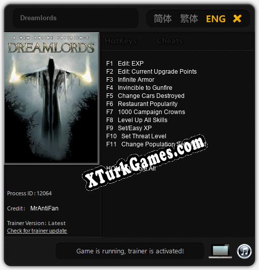 İçin Trainer’ı Çıktı Dreamlords [v1.0.8]
