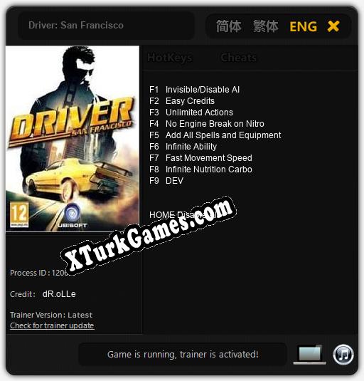 Driver: San Francisco: Trainer +9 [v1.8]