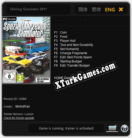 Driving Simulator 2011: Trainer’ı (V1.0.54)