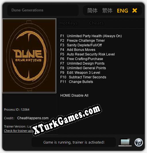 Dune Generations: Trainer +11 [v1.4]
