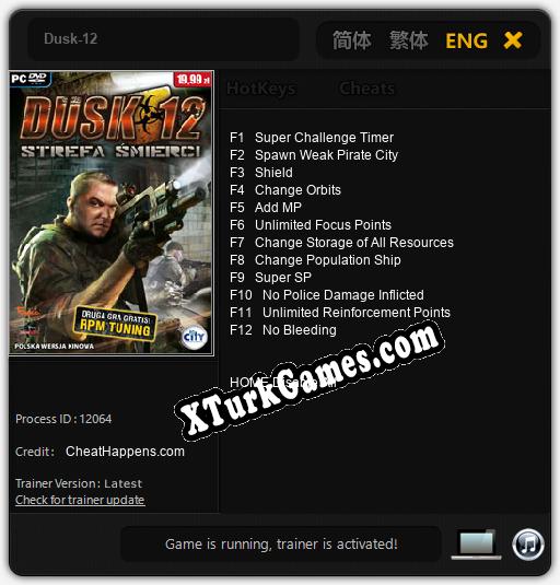Dusk-12: Cheats, Trainer +12 [CheatHappens.com]