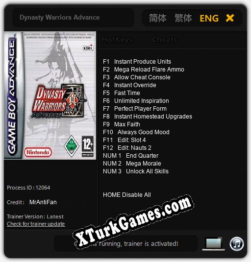 Dynasty Warriors Advance: Trainer +15 [v1.9]