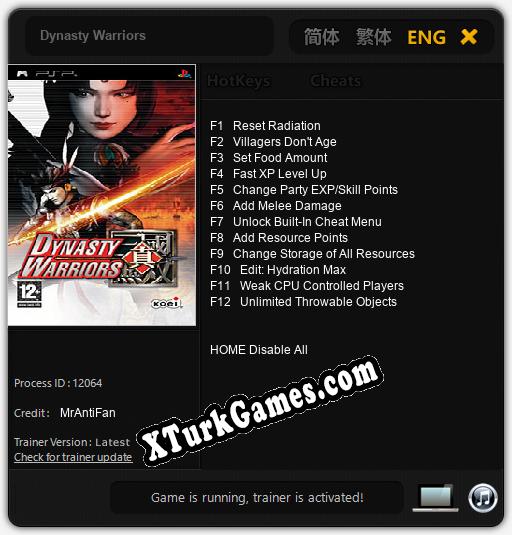 Dynasty Warriors: Cheats, Trainer +12 [MrAntiFan]