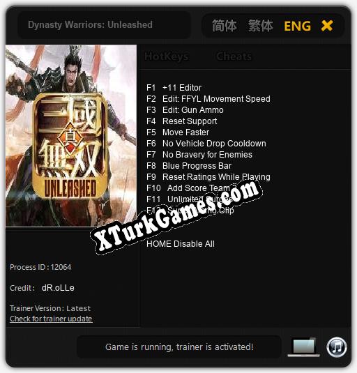 İçin Trainer’ı Çıktı Dynasty Warriors: Unleashed [v1.0.3]
