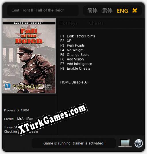 East Front II: Fall of the Reich: Trainer’ı (V1.0.17)