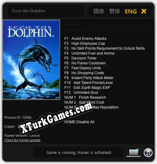 Ecco the Dolphin: Trainer +15 [v1.2]