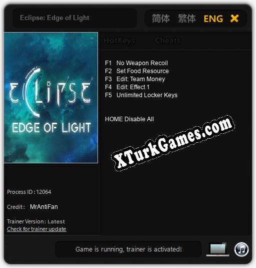 İçin Trainer’ı Çıktı Eclipse: Edge of Light [v1.0.3]