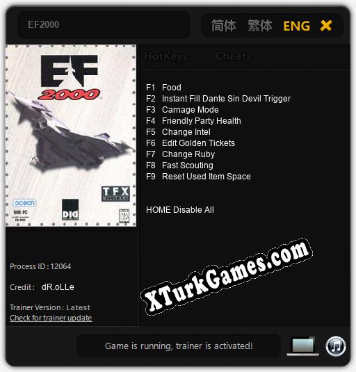 İçin Trainer’ı Çıktı EF2000 [v1.0.1]