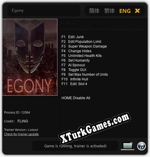 İçin Trainer’ı Çıktı Egony [v1.0.6]