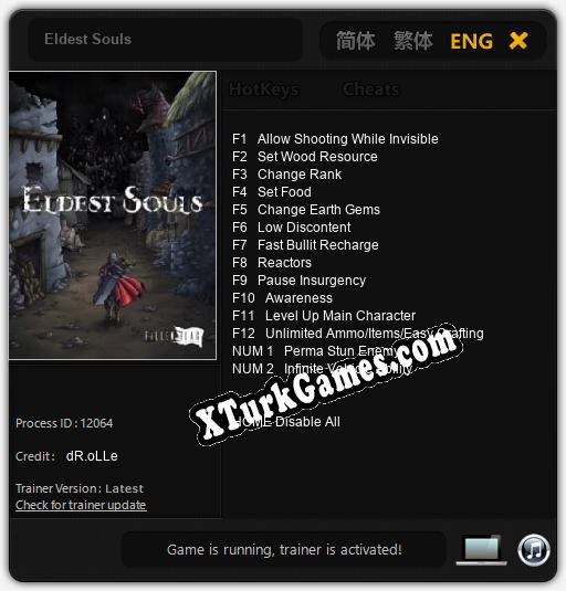 İçin Trainer’ı Çıktı Eldest Souls [v1.0.6]
