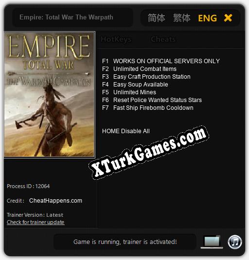 Empire: Total War The Warpath: Cheats, Trainer +7 [CheatHappens.com]