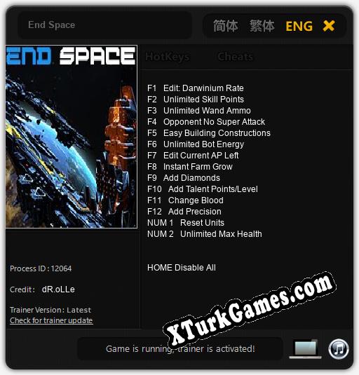End Space: Trainer’ı (V1.0.52)