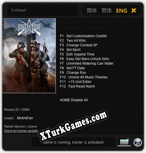 İçin Trainer’ı Çıktı Enlisted [v1.0.7]