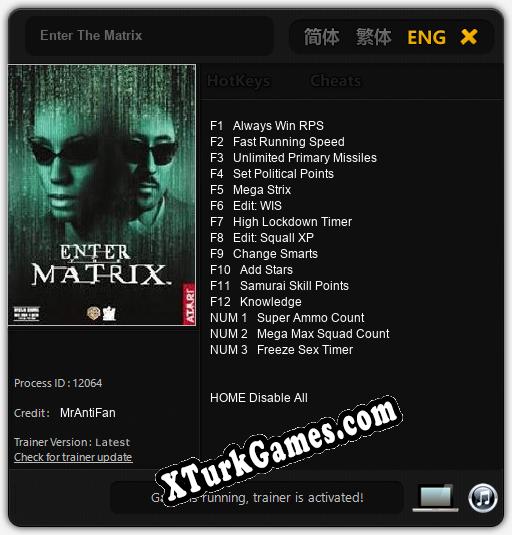 Enter The Matrix: Trainer +15 [v1.4]