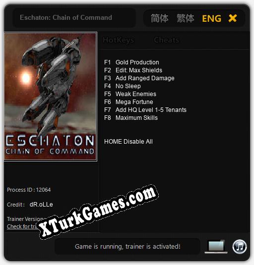 Eschaton: Chain of Command: Trainer’ı (V1.0.28)