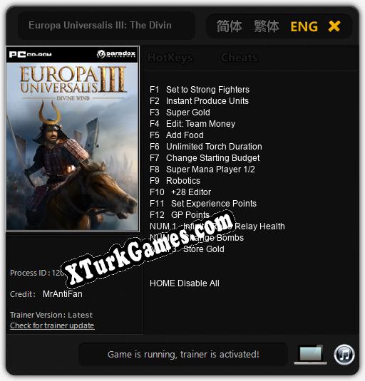 Europa Universalis III: The Divine Wind: Trainer +15 [v1.1]