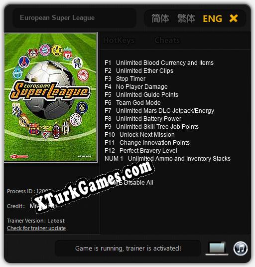 İçin Trainer’ı Çıktı European Super League [v1.0.6]