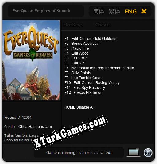 İçin Trainer’ı Çıktı EverQuest: Empires of Kunark [v1.0.4]