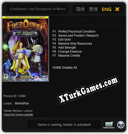 İçin Trainer’ı Çıktı EverQuest: Lost Dungeons of Norrath [v1.0.7]