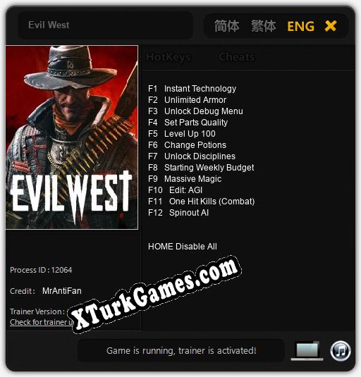 İçin Trainer’ı Çıktı Evil West [v1.0.3]