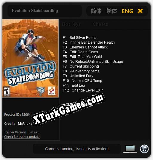 Evolution Skateboarding: Trainer +12 [v1.9]