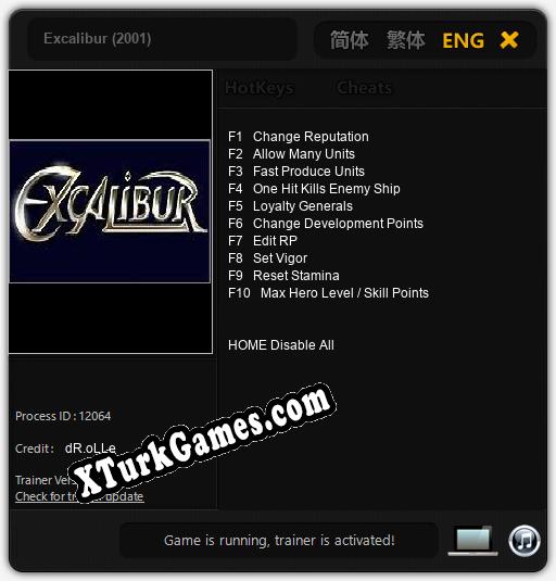 Excalibur (2001): Trainer +10 [v1.4]