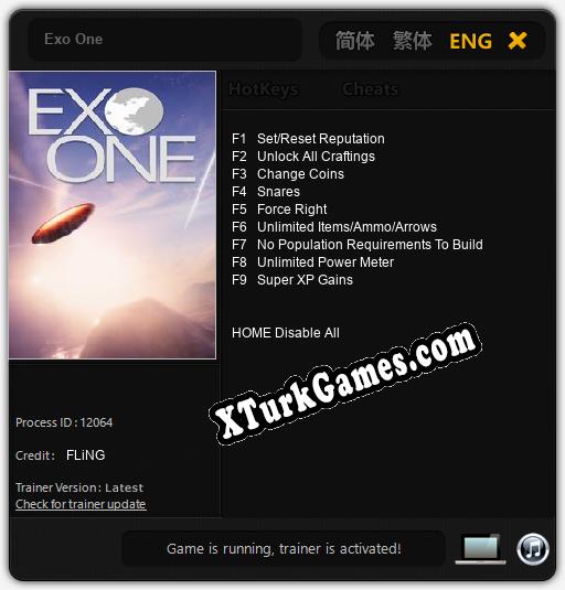 İçin Trainer’ı Çıktı Exo One [v1.0.1]