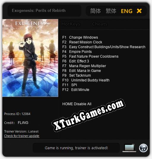 Exogenesis: Perils of Rebirth: Cheats, Trainer +12 [FLiNG]