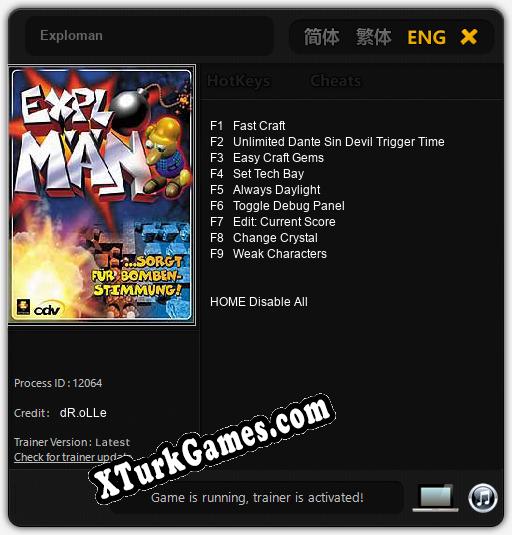 Exploman: Cheats, Trainer +9 [dR.oLLe]