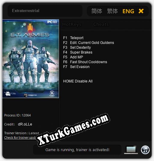 İçin Trainer’ı Çıktı Extraterrestrial [v1.0.9]