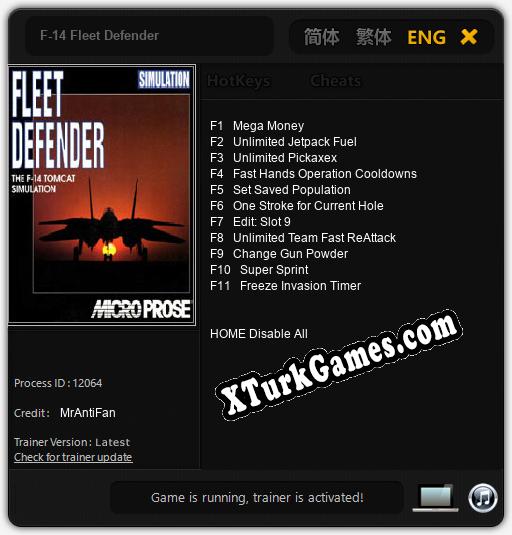 İçin Trainer’ı Çıktı F-14 Fleet Defender [v1.0.4]