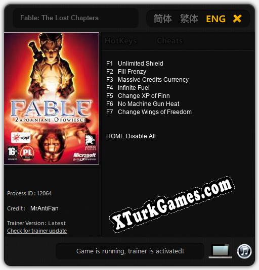 İçin Trainer’ı Çıktı Fable: The Lost Chapters [v1.0.3]