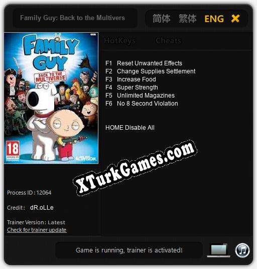 Family Guy: Back to the Multiverse: Trainer’ı (V1.0.21)