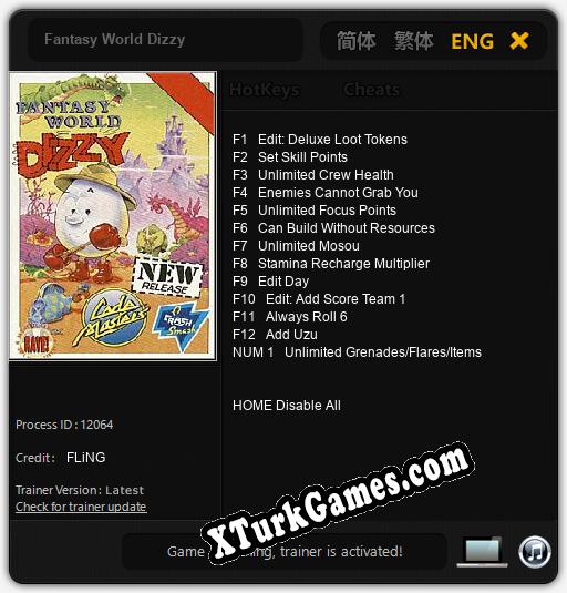 İçin Trainer’ı Çıktı Fantasy World Dizzy [v1.0.4]