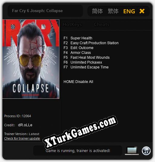 İçin Trainer’ı Çıktı Far Cry 6 Joseph: Collapse [v1.0.4]