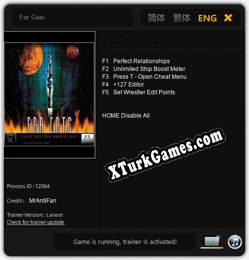 İçin Trainer’ı Çıktı Far Gate [v1.0.4]